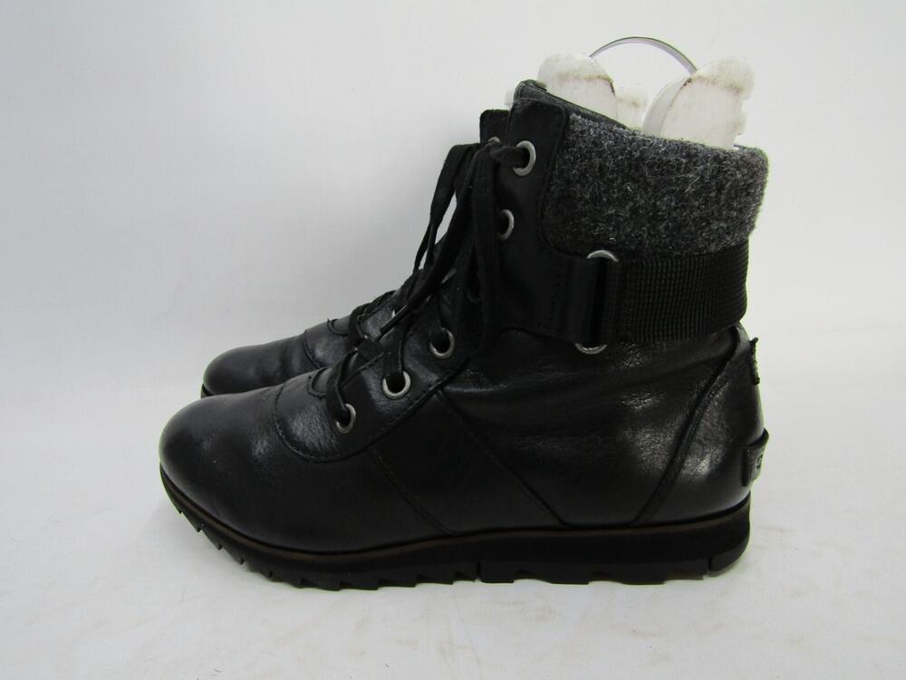 Sorel Women Size 9 M Black Leather Laces Ankle Fashion Boots Bootie